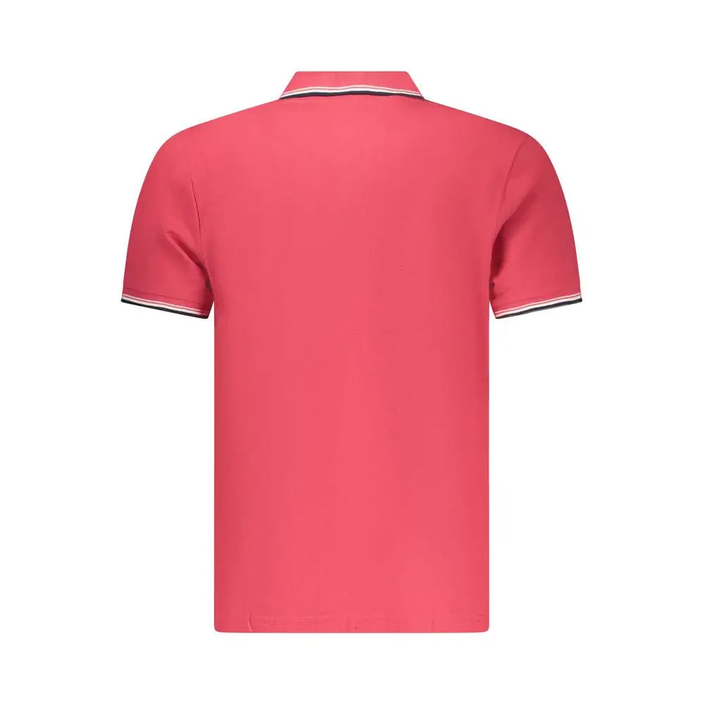 North sails red cotton polo i levende koralrosa med sorte-hvide striber