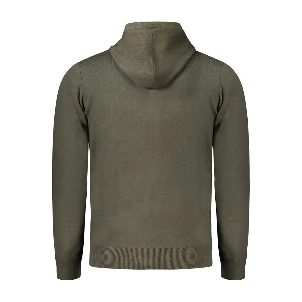 Olivgrøn hættetrøje med lynlås, ribkantet manchetter og søm. Spar 30-70% på mode
