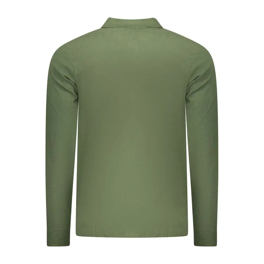 Høj kvalitet olivegrøn langærmet polo shirt i verde cotton, Norway 1963