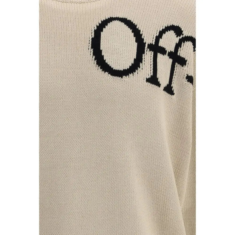 Off-white beige bløde beige sweatshirt med sort off-logo