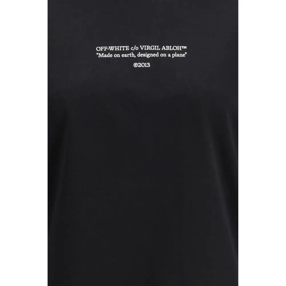 Off-White sort bomuldst-shirt med tekst, outlet mærkevarer 100% originale brands