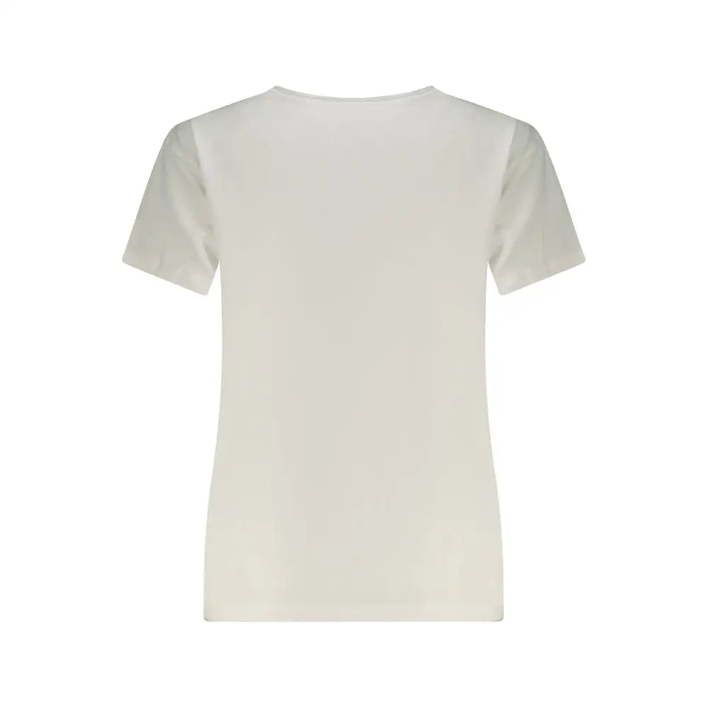 Pepe jeans bianco cotton kvindet-shirt i cremfarvet bomuld med rund hals