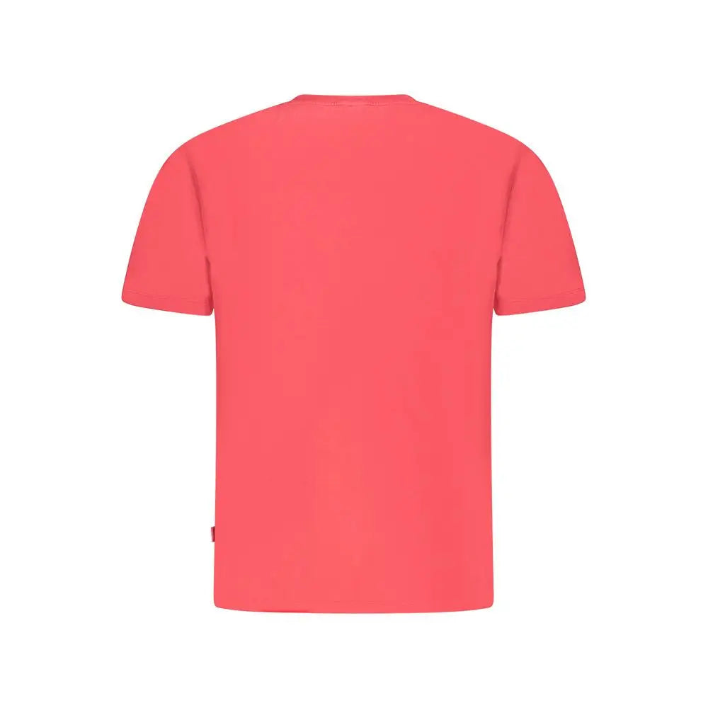 Pepe jeans rød bomuld t-shirt i levende koralfarve med crew neck