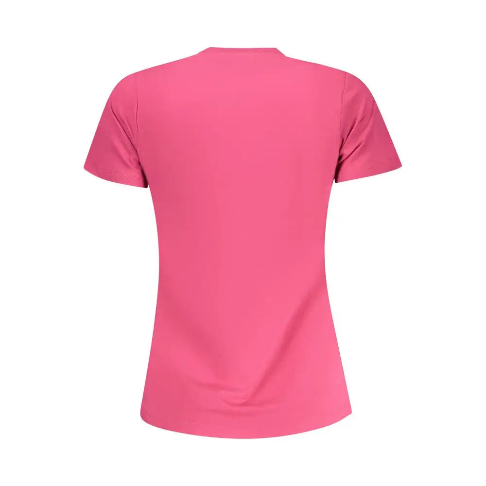 Vibrant pink Pepe Jeans Rosa cotton women t-shirt med crew neck
