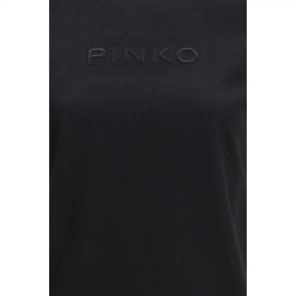 Pinko black cotton t-shirt med subtilt stämplat logo
