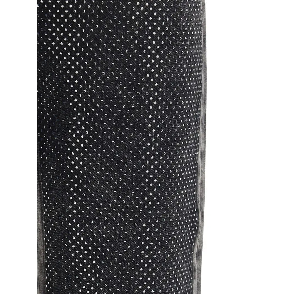 Sort grå bomulds jeans fra Pinko med sorte denim og hvide rhinsten