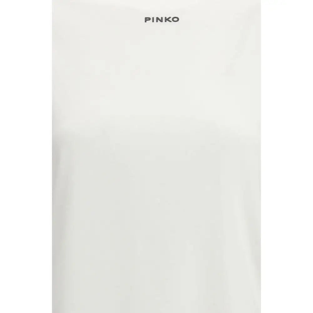 Sleek Pinko hvide t-shirt i 100% originale brands bomuld, minimalistisk design