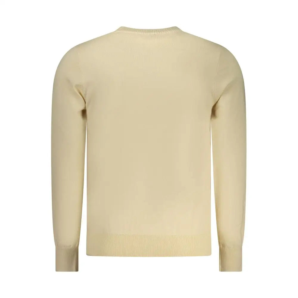Rifle beige polyester herresweater i cremfarvet strik med ribkant