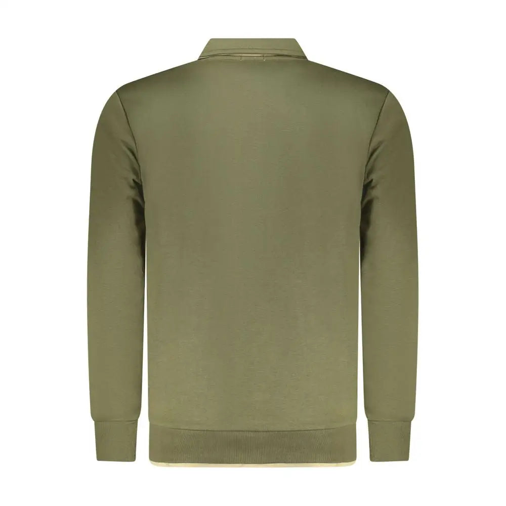 Rifle green cotton polo shirt med ribbed manchetter og kant