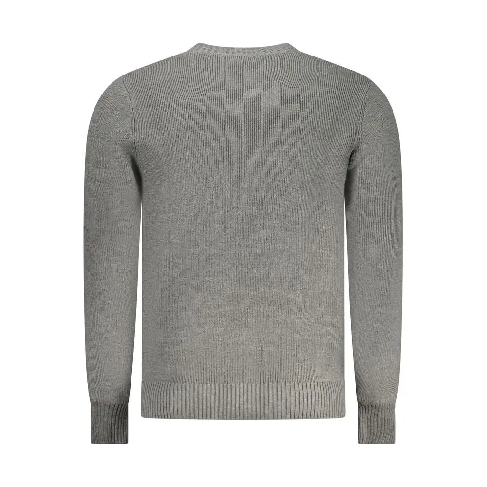 Classic rifle grigio viscosa men sweater in gray ribbed knit with crew neck