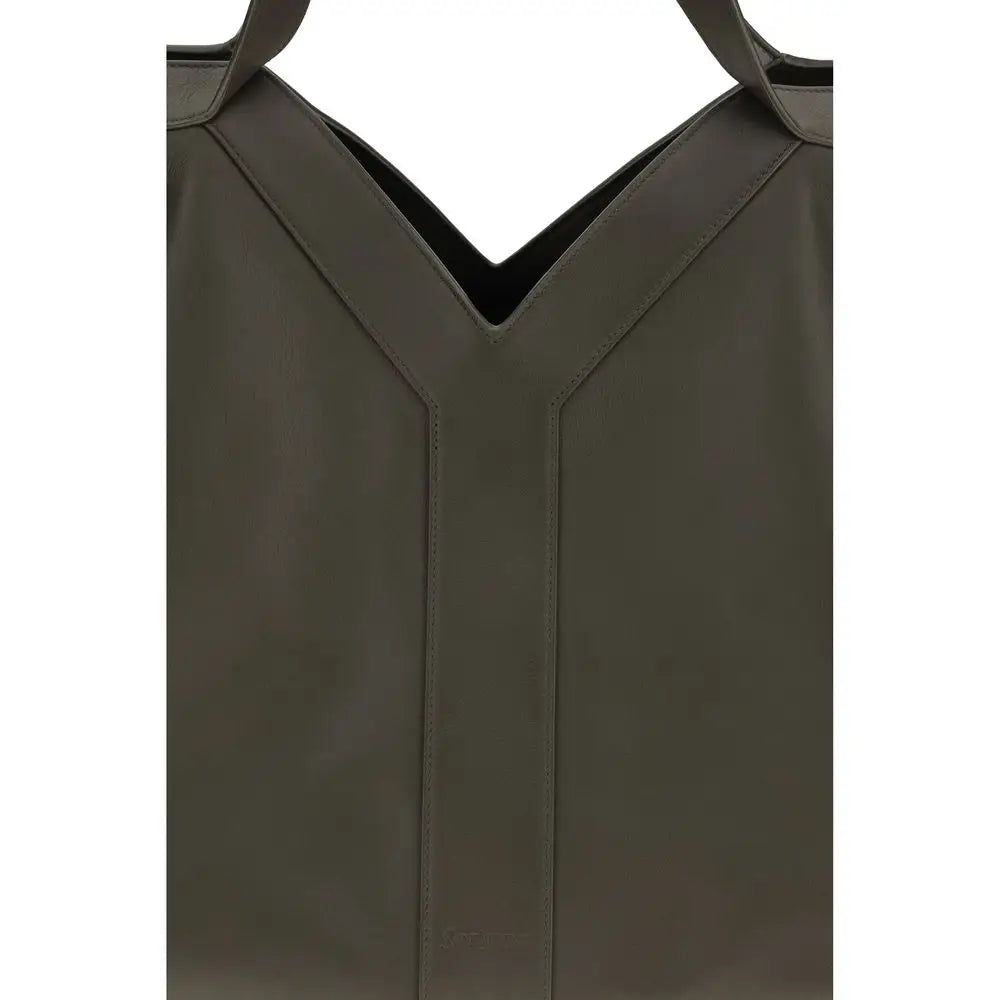 Saint Laurents bicolor calf leather Bos Taurus taske i olivgrøn læder