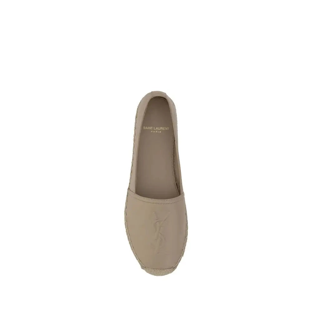 Beige læder Saint Laurent espadrilles med jutesål og logo