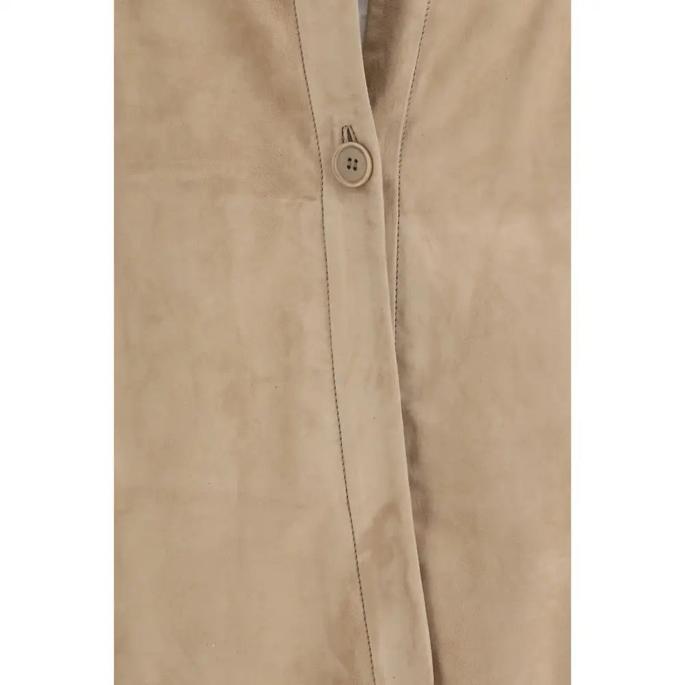 Salvatore Santoro beige lamb ovis aries button-up coat med tekstur