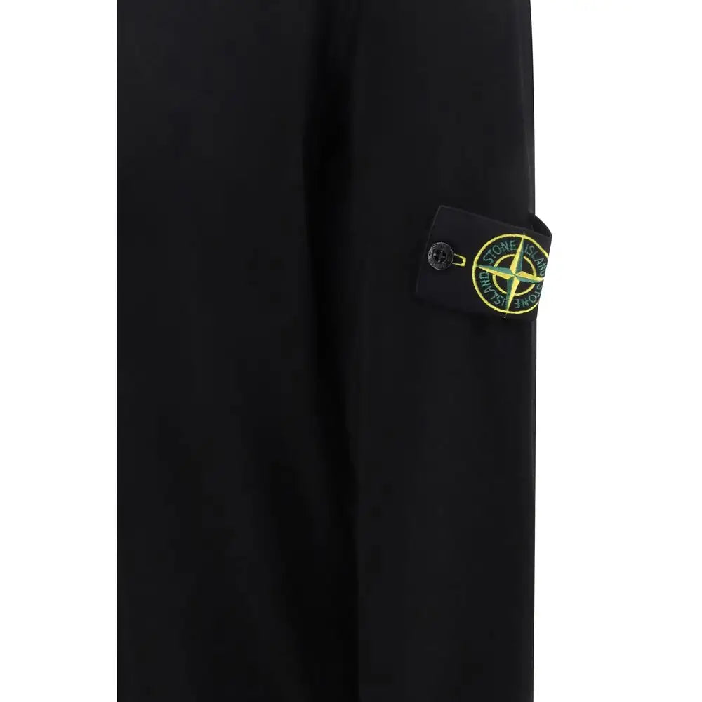 Stone Island sorte bukser med gul kompas-logo på lår, 100% originale brands