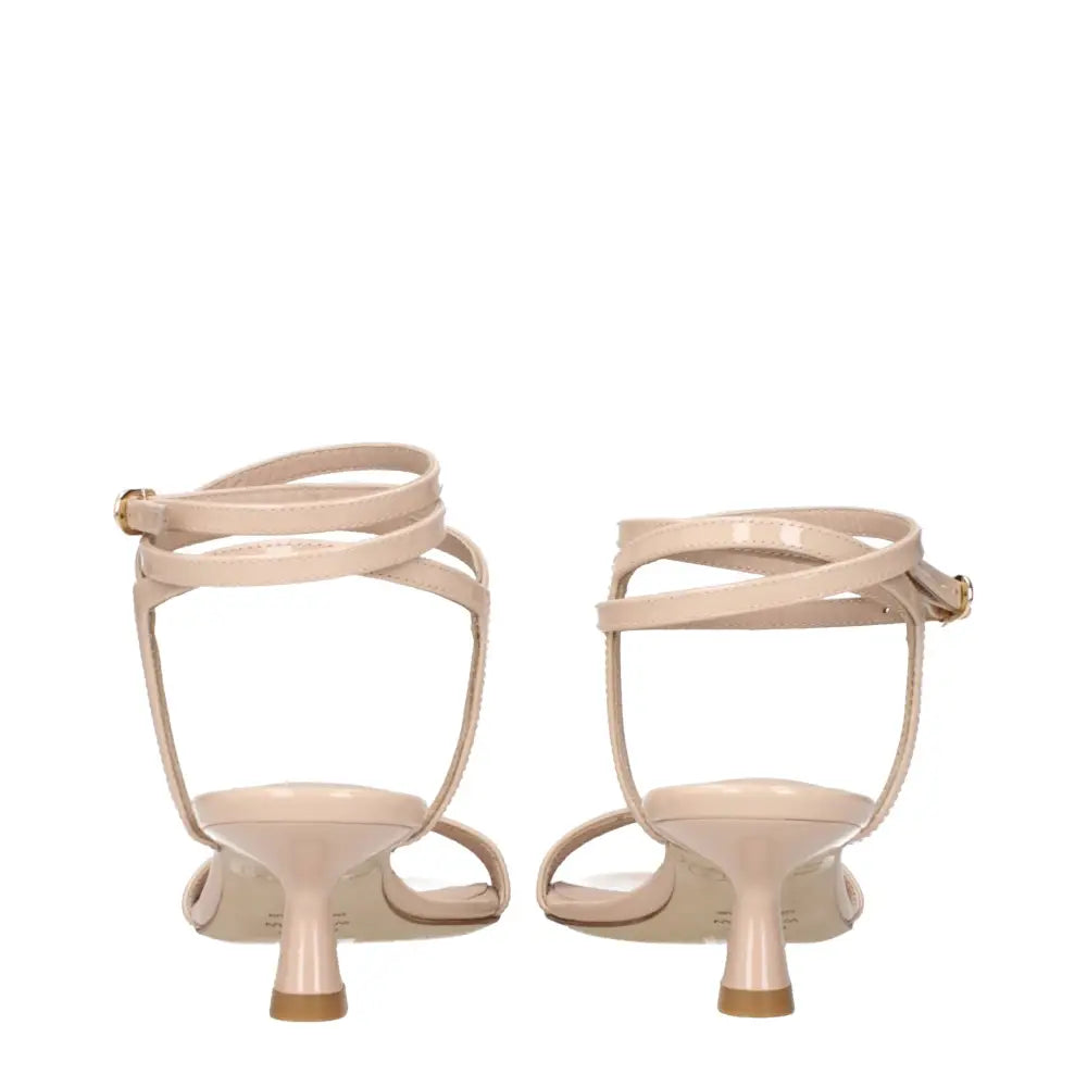 Stuart Weitzman Beige Leather Stiletto Heels Sandals