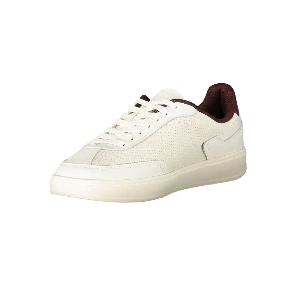 Tommy Hilfiger beige lædersneakers med hvid læder og maroon detaljer