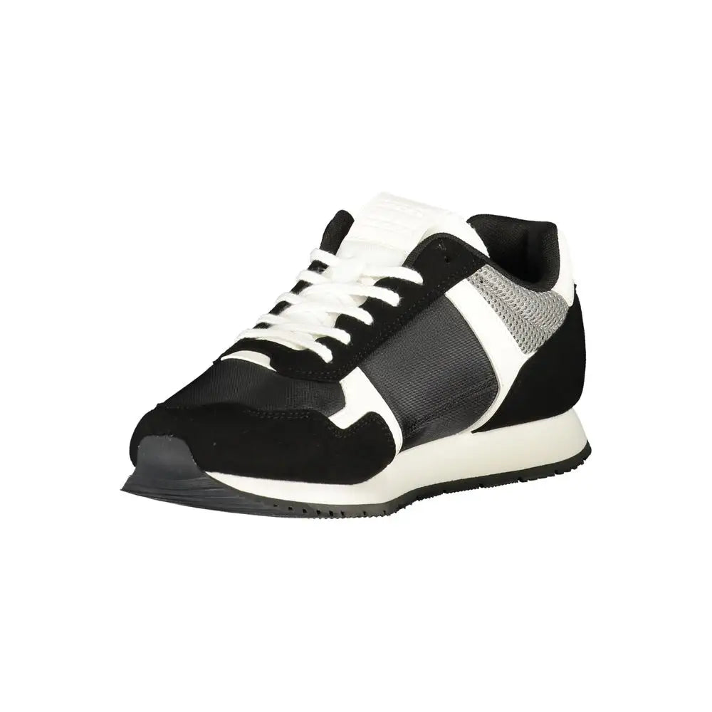 Tommy Hilfiger sorte polyester herresneakers med suede og mesh