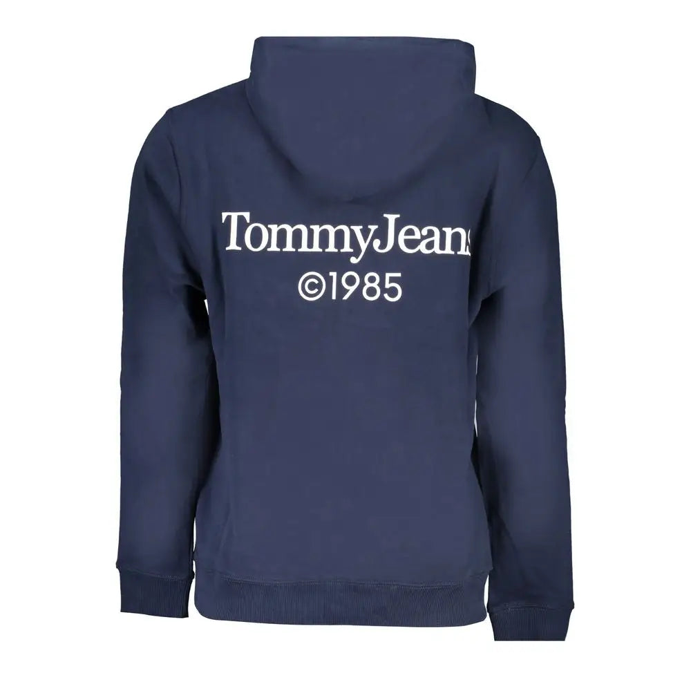 Tommy Hilfiger blue bomuldssweater med navyblå hætte og 1985-logo