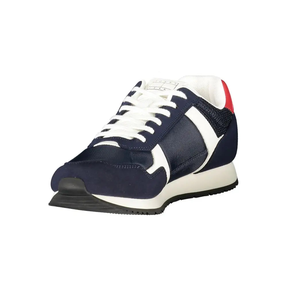 Tommy hilfiger blue polyester sneakers med navy blå og hvid design