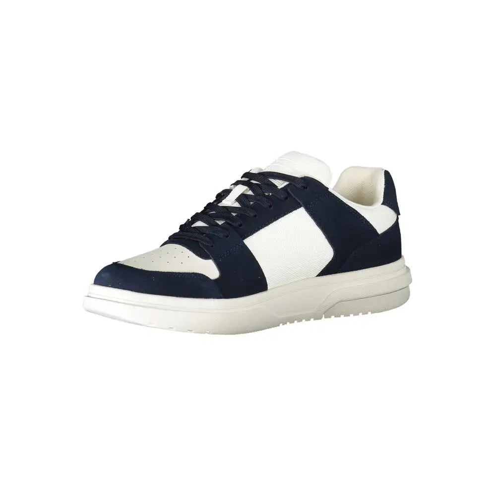 Tommy Hilfiger navy og hvide suede-canvas sneakers med sorte snører