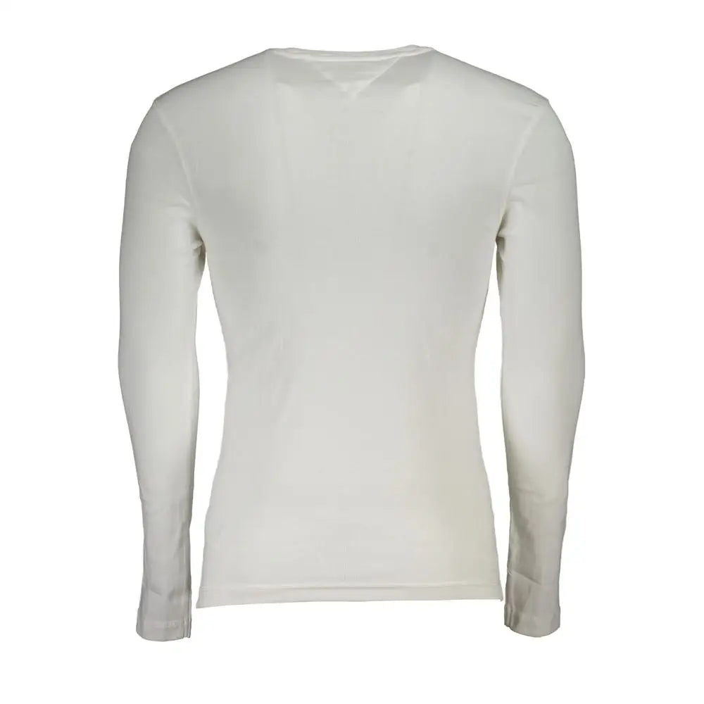 Tommy Hilfiger white cotton herre T-shirt i off-white med V-hals