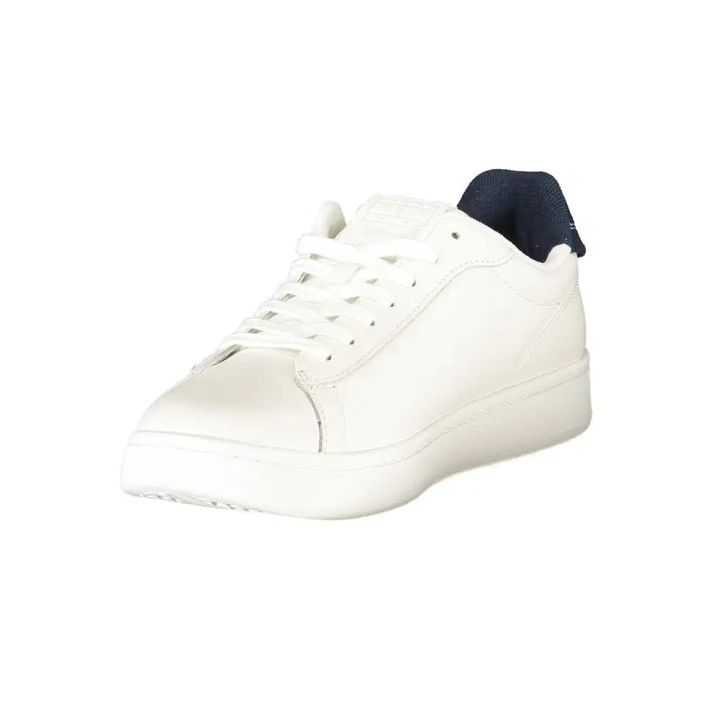 Tommy Hilfiger hvide læder sneakers med navy blå hælflap