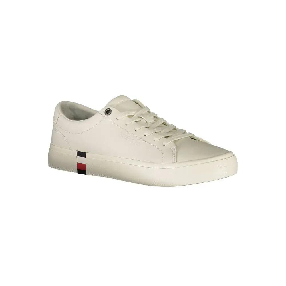 Tommy Hilfiger creme lædersneaker med flagstribe bagpå, 100% originale