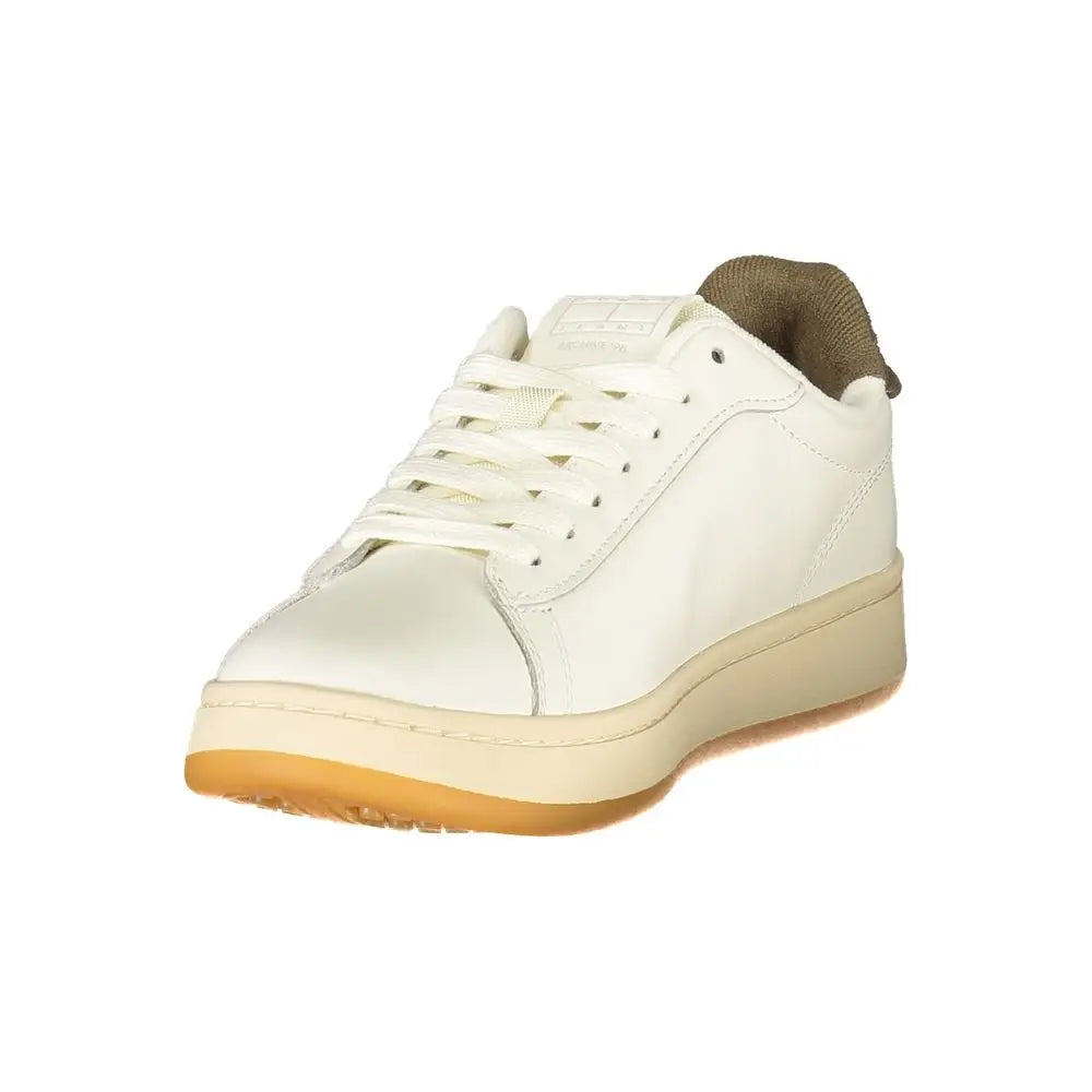 Tommy Hilfiger hvide lædersneakers med beige gummisål, 100% originale