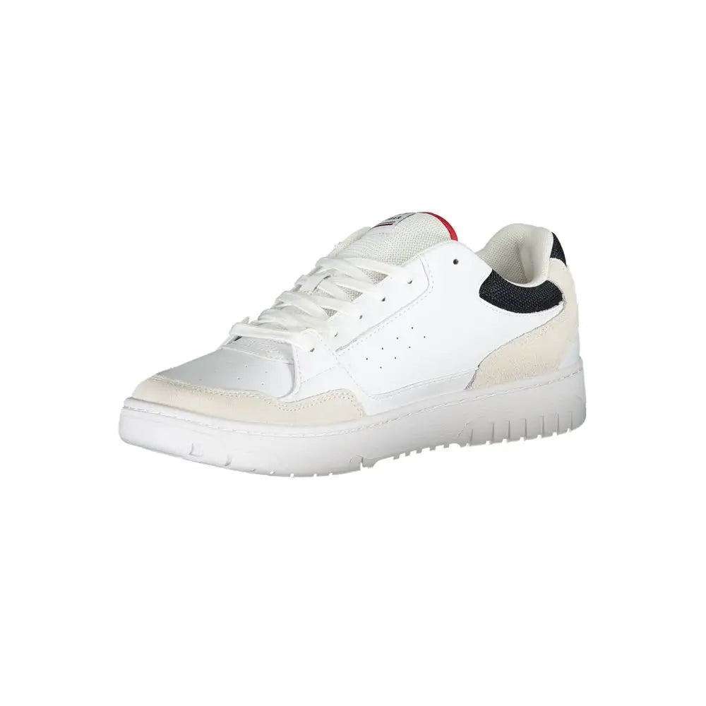 Tommy Hilfiger white sneakers med sorte og røde detaljer og perforeret side