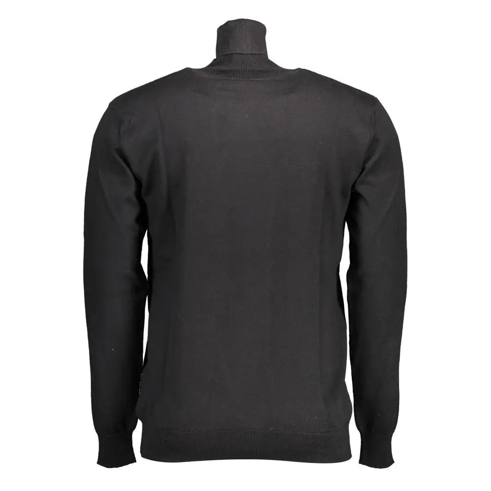 U.S. Polo Assn black cotton turtleneck sweater with ribbed cuffs and hem
