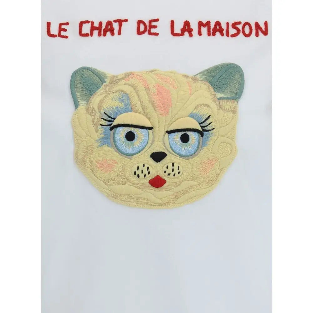 Charming Valentino Le Chat cream cat patch on maison t-shirt