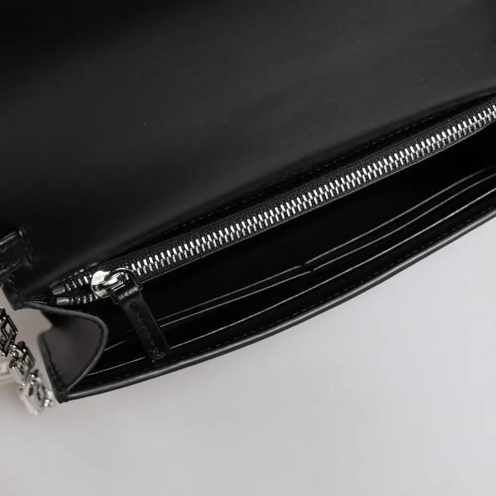 Versace Black Calfskin Leather Chain Strap Shoulder Crossbody Bag