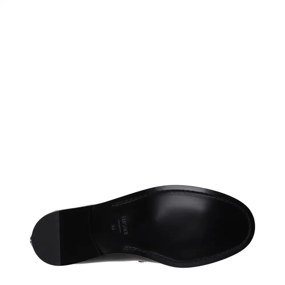 Versace Black Leather Slip-On Loafers