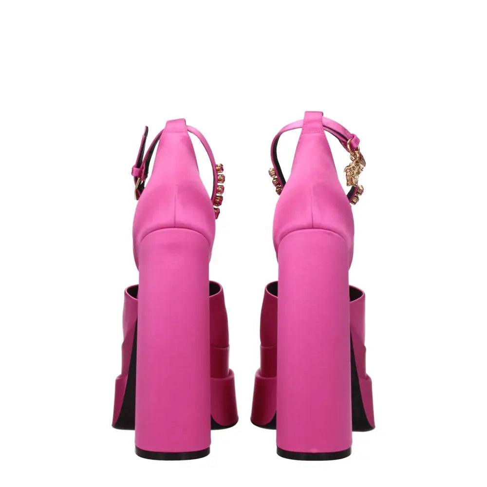 Versace Pink Satin Platforms