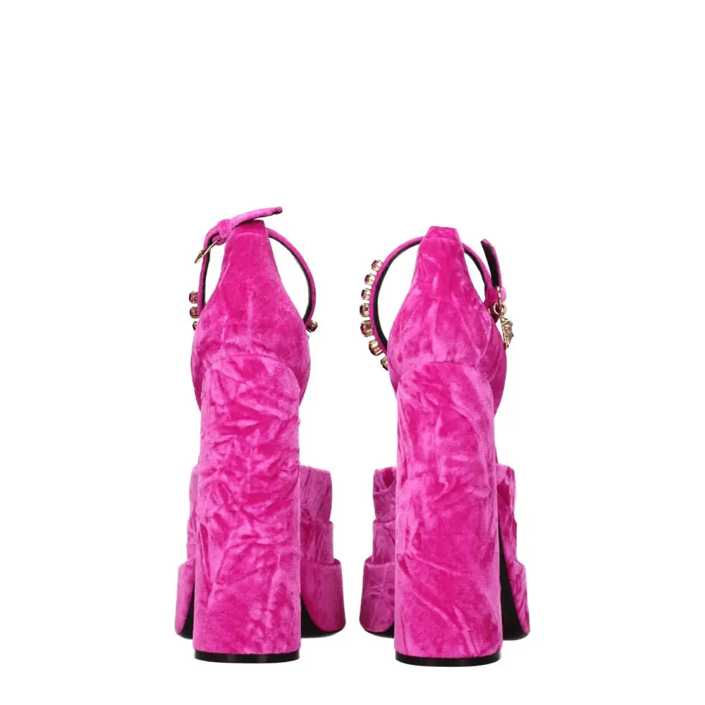 Versace Pink Velvet Platforms