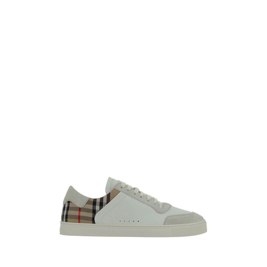 Burberry White Calf Leather Bos Taurus Low Top Sneakers