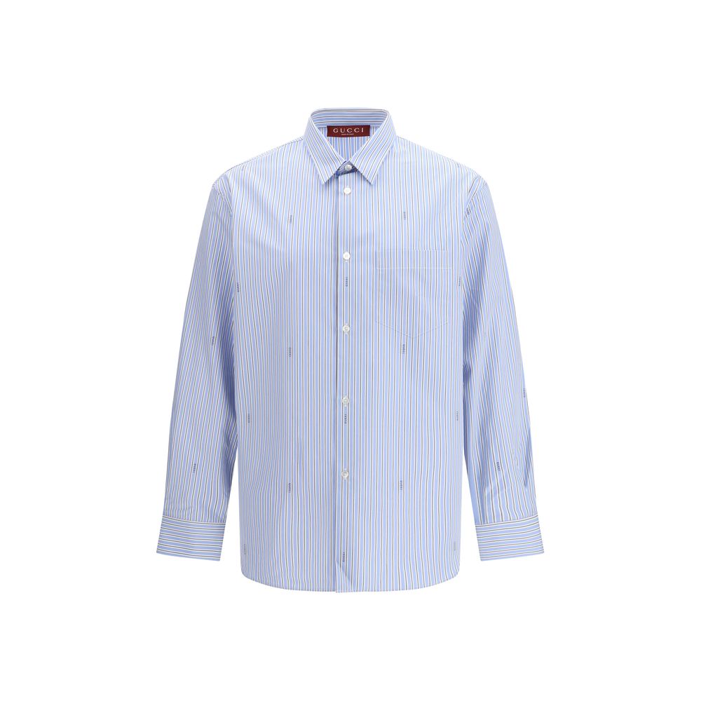 Gucci Light Blue Cotton Pattern Shirt