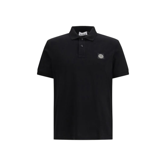 Stone Island Black Cotton Polo Shirt