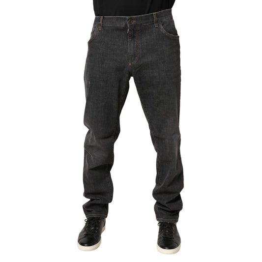 Dolce & Gabbana Dark Gray Slim Fit Cotton Men Denim Jeans