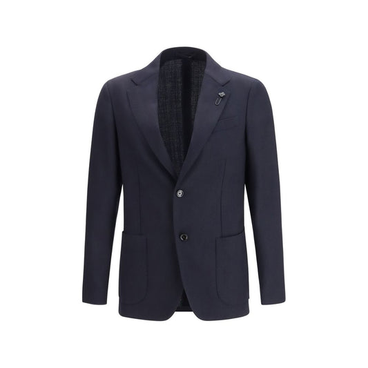 Lardini Blue Fleece Wool Blazer