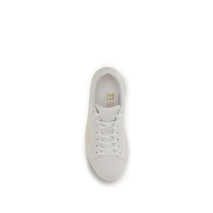 Balmain White Calf Leather Bos Taurus Low Top Sneakers