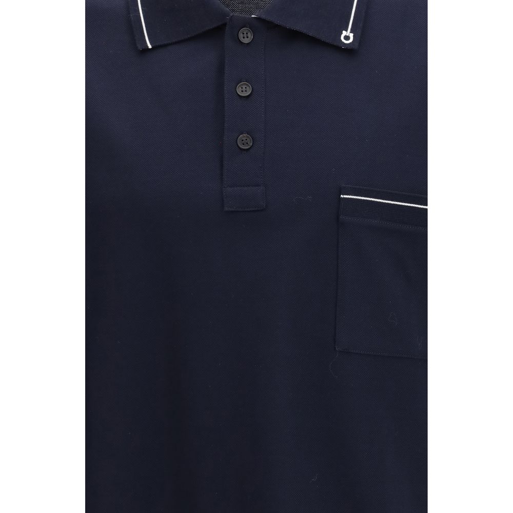 Ferragamo Blue Cotton Polo Shirt