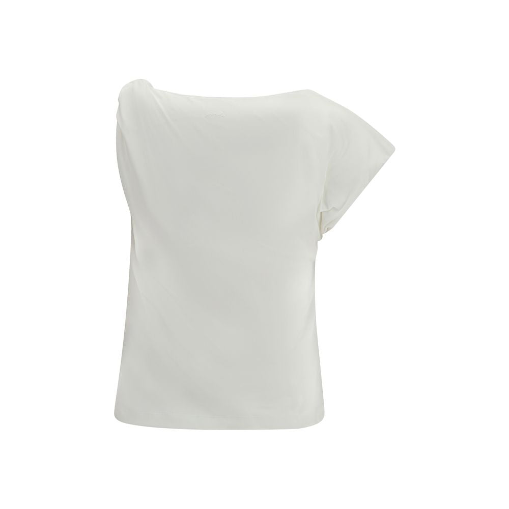 PINKO White Cotton Sleeveles T-Shirt