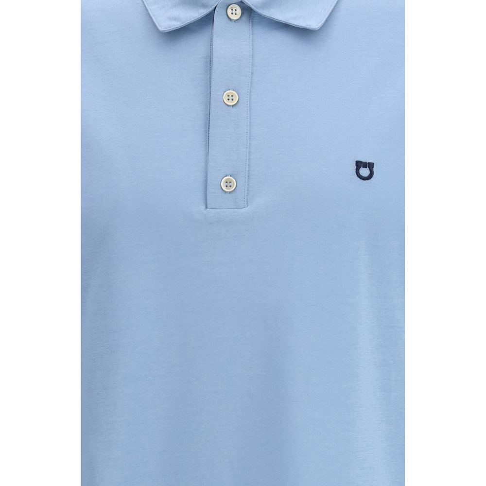 Ferragamo Blue Cotton Polo Shirt