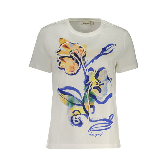 Desigual White Cotton T-Shirt