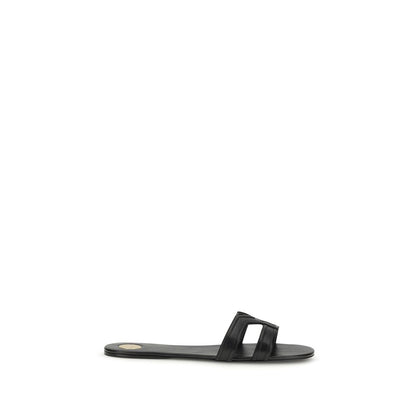 Saint Laurent Black Calf Leather Bos Taurus Sandals