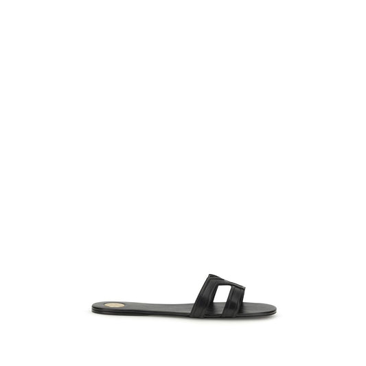 Saint Laurent Black Calf Leather Bos Taurus Sandals