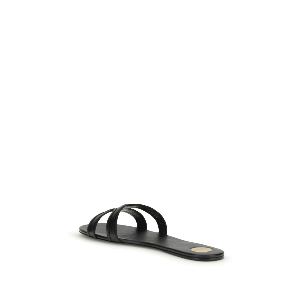 Saint Laurent Black Calf Leather Bos Taurus Sandals
