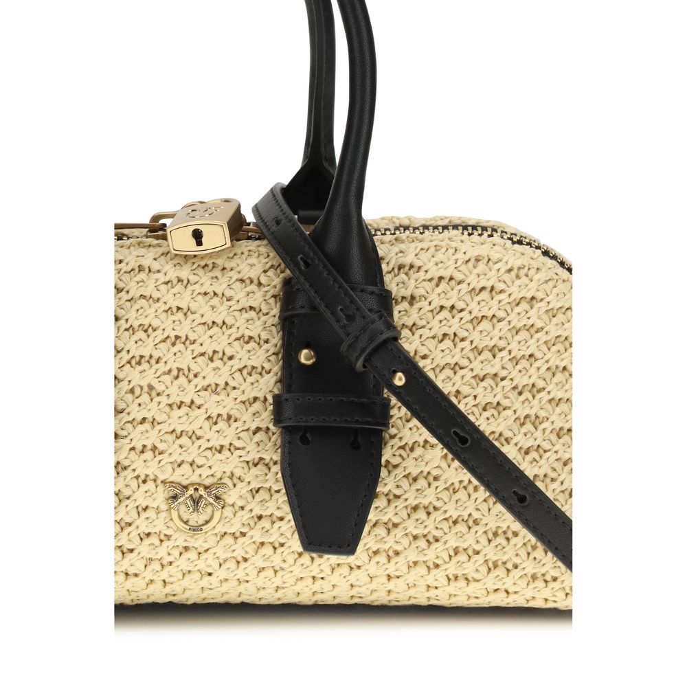 PINKO Beige Raffia Shoulder Bag