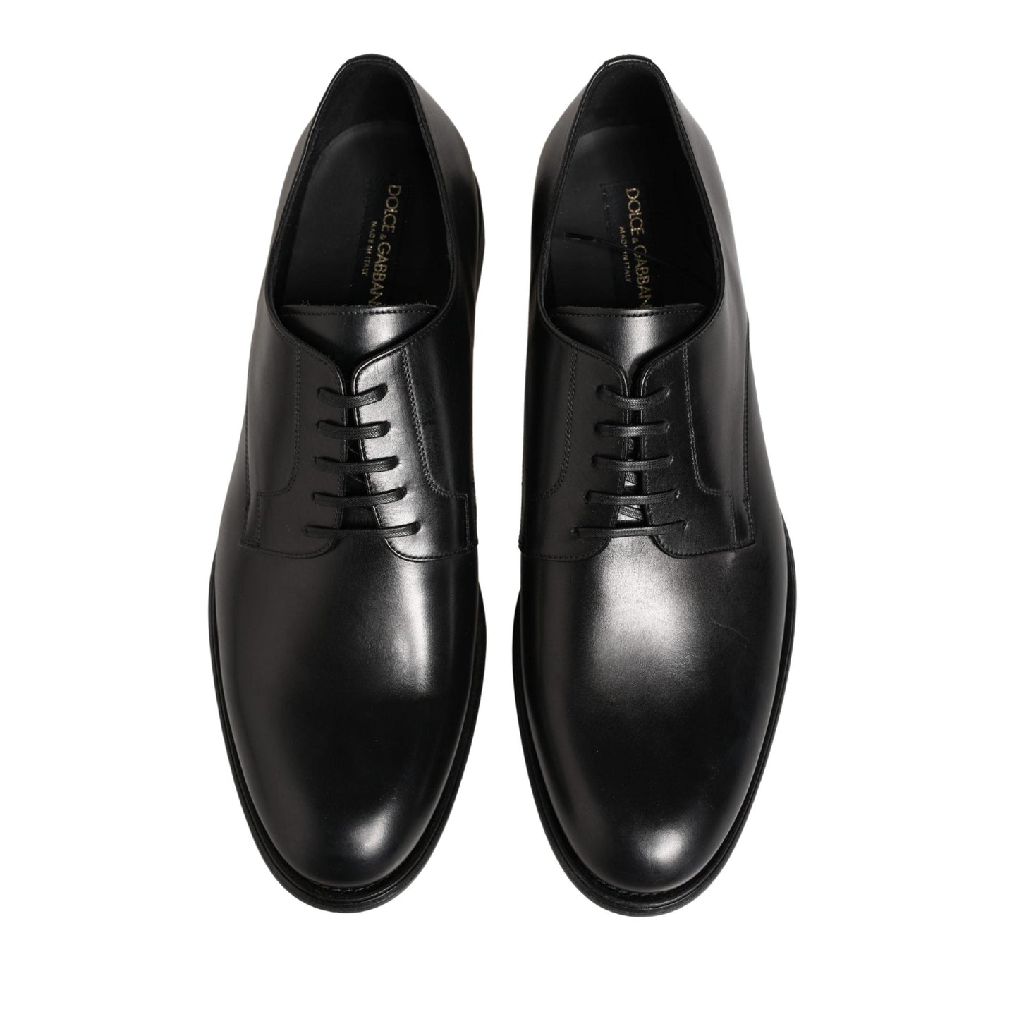 Dolce & Gabbana Black Calfskin Leather Derby Men Dress Shoes